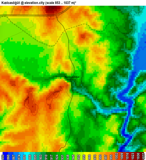 Kızılcasöğüt elevation map