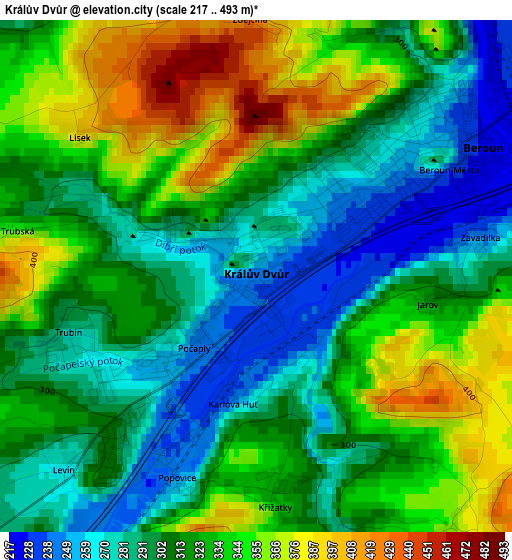 Králův Dvůr elevation map