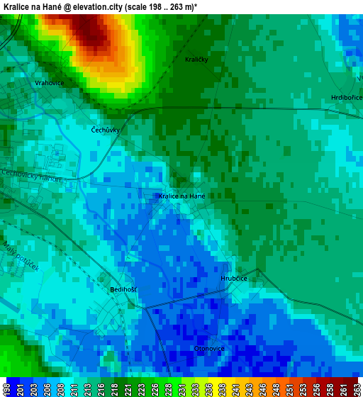 Kralice na Hané elevation map