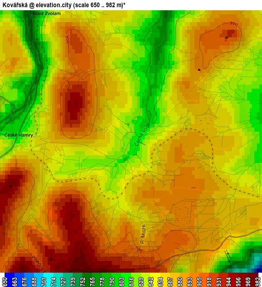 Kovářská elevation map