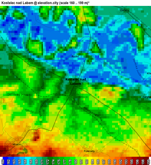 Kostelec nad Labem elevation map