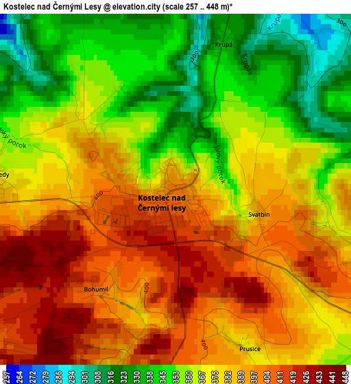 Kostelec nad Černými Lesy elevation map