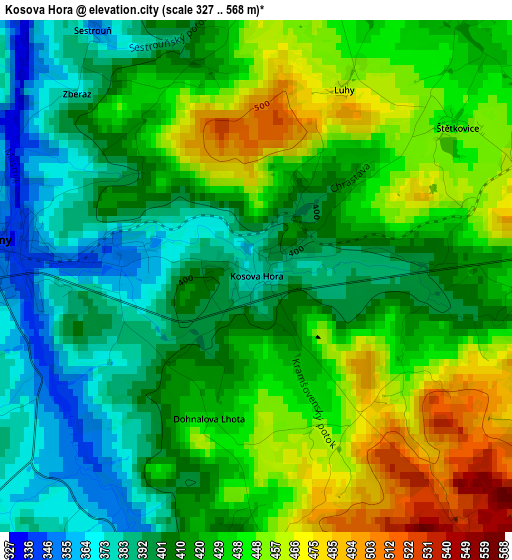 Kosova Hora elevation map