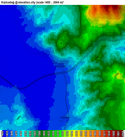 Kızılcadağ elevation map