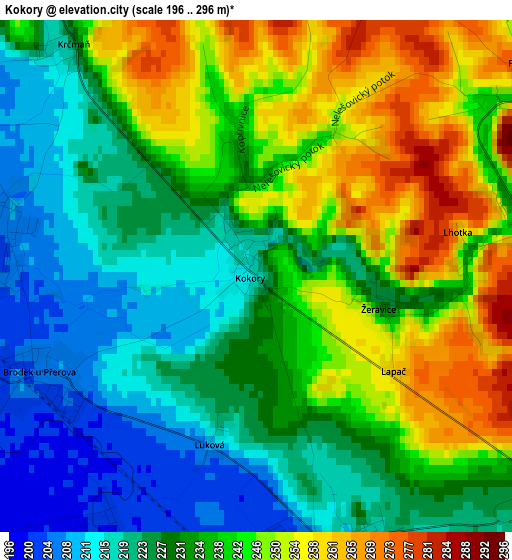 Kokory elevation map