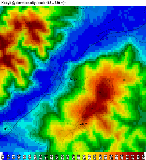 Kobylí elevation map