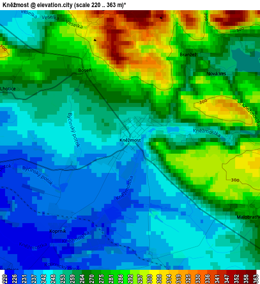 Kněžmost elevation map