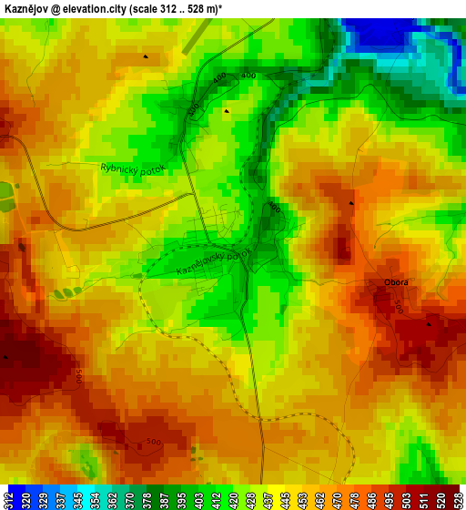 Kaznějov elevation map