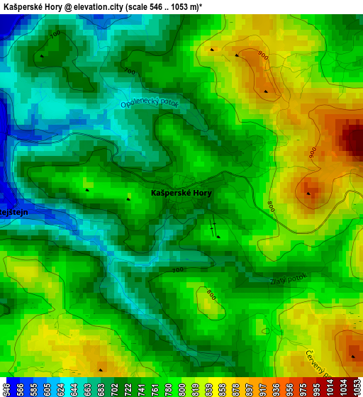 Kašperské Hory elevation map