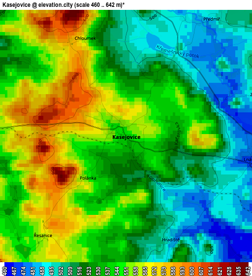 Kasejovice elevation map