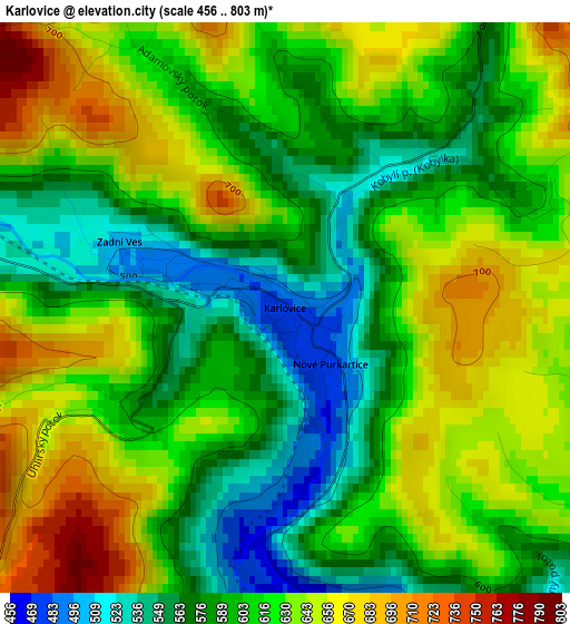 Karlovice elevation map