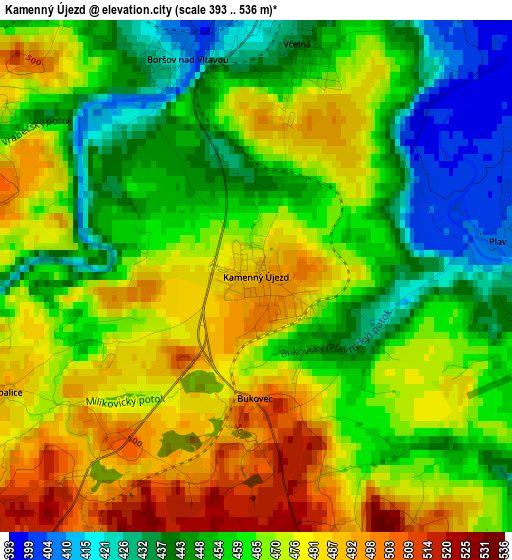 Kamenný Újezd elevation map