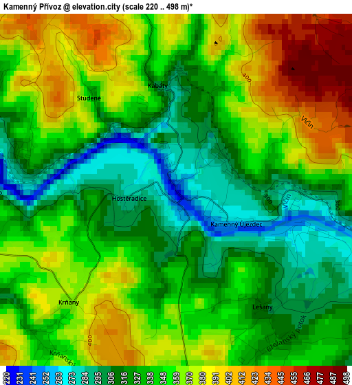 Kamenný Přívoz elevation map