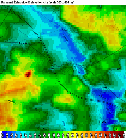 Kamenné Žehrovice elevation map