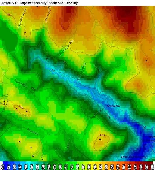 Josefův Důl elevation map