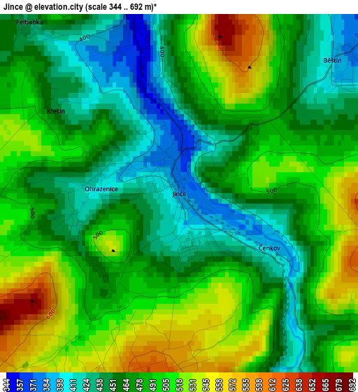 Jince elevation map