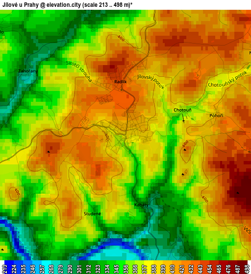 Jílové u Prahy elevation map