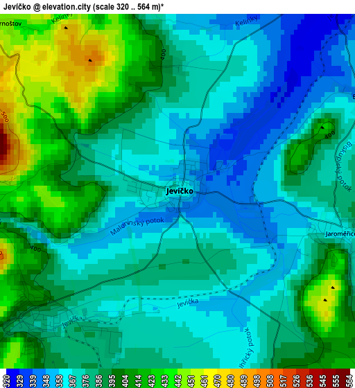 Jevíčko elevation map