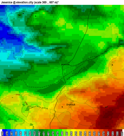 Jesenice elevation map