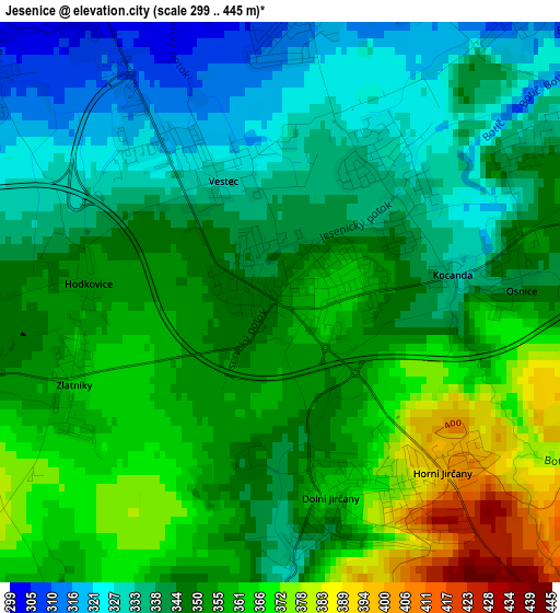 Jesenice elevation map