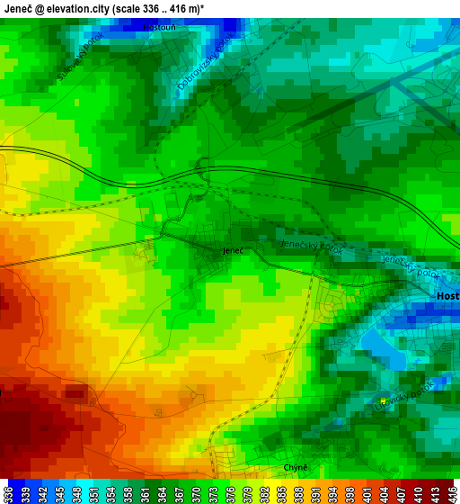 Jeneč elevation map