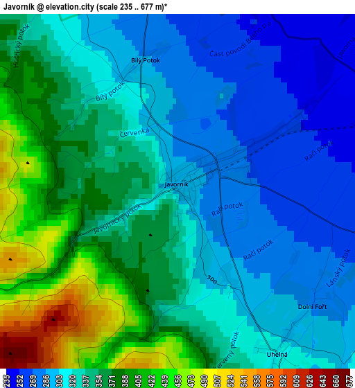 Javorník elevation map