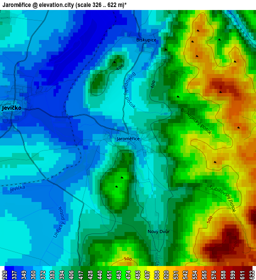 Jaroměřice elevation map