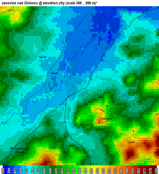 Janovice nad Úhlavou elevation map