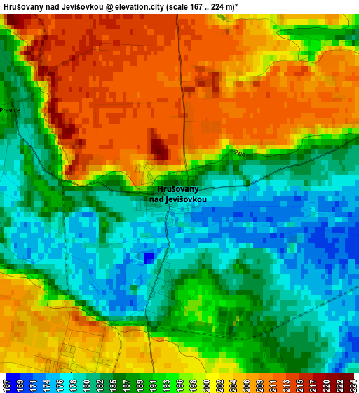Hrušovany nad Jevišovkou elevation map