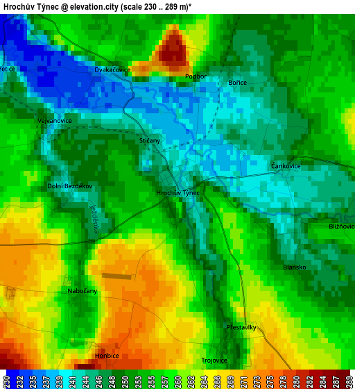 Hrochův Týnec elevation map