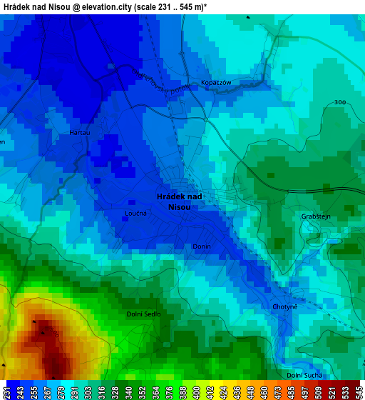 Hrádek nad Nisou elevation map