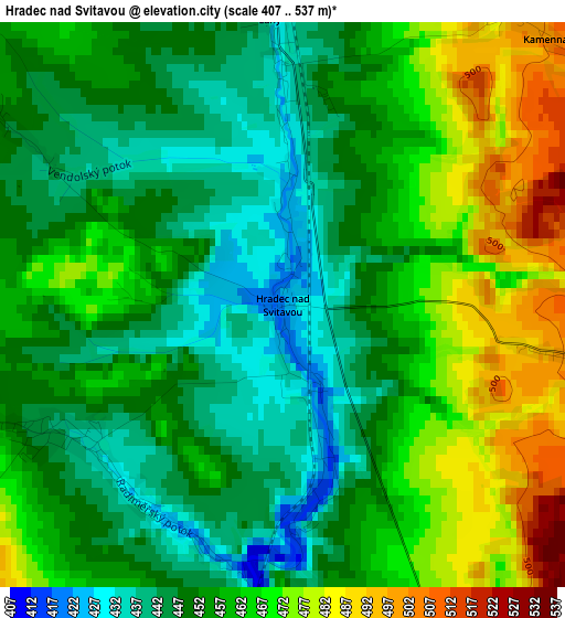 Hradec nad Svitavou elevation map