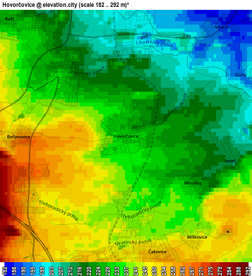 Hovorčovice elevation map