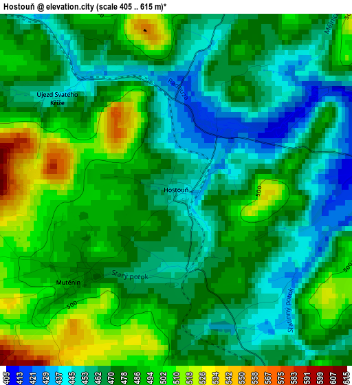 Hostouň elevation map