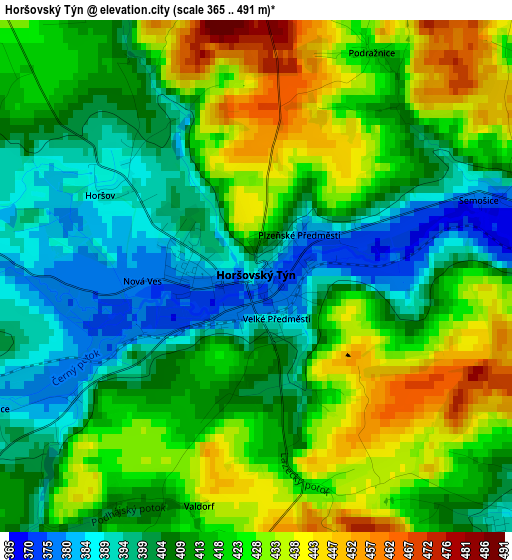 Horšovský Týn elevation map