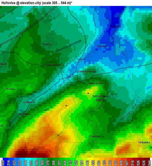 Hořovice elevation map