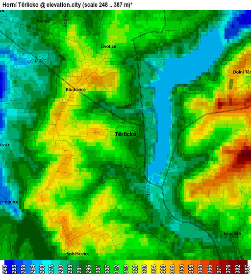 Horní Těrlicko elevation map