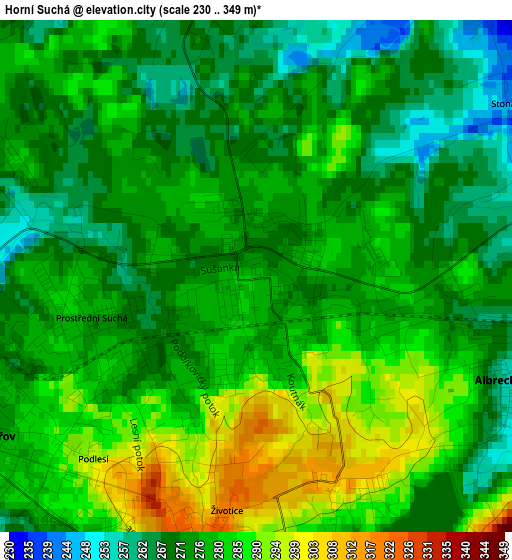 Horní Suchá elevation map