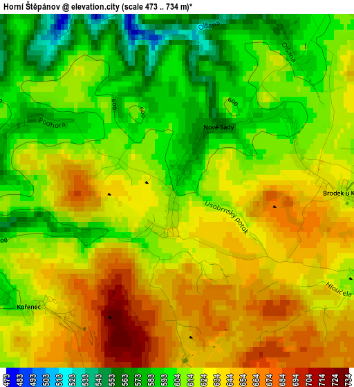 Horní Štěpánov elevation map