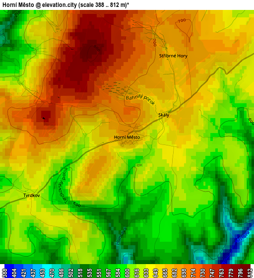 Horní Město elevation map