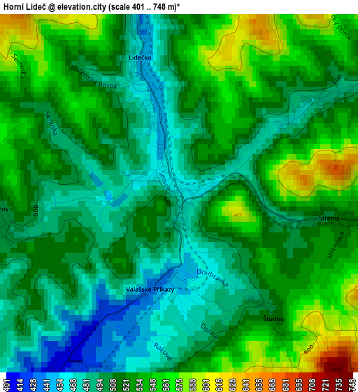 Horní Lideč elevation map