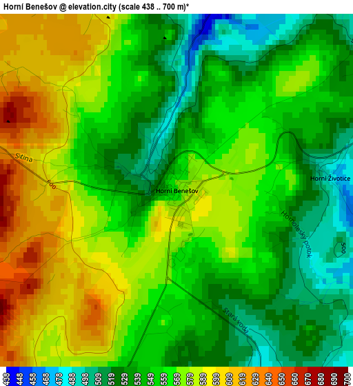 Horní Benešov elevation map