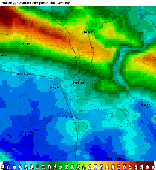 Hořice elevation map