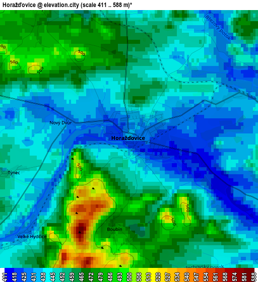 Horažďovice elevation map