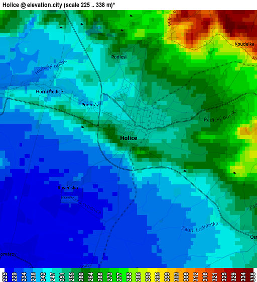 Holice elevation map