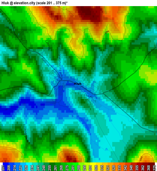 Hluk elevation map