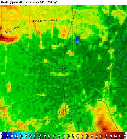 Hevlín elevation map