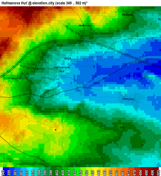 Heřmanova Huť elevation map