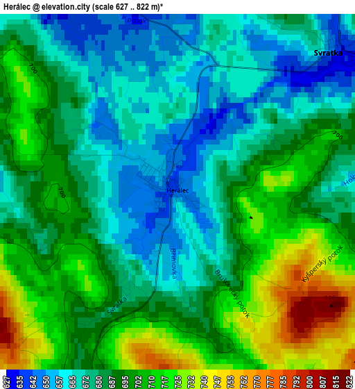 Herálec elevation map