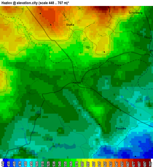 Hazlov elevation map